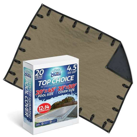 Winter Swimming Pool Cover for 20 ft x 45 ft Inground Rectangular Pool Size, Top Choice Series, Solid Material, Color - Desert Sand , Pool Cover Choice 602045RCHOICE