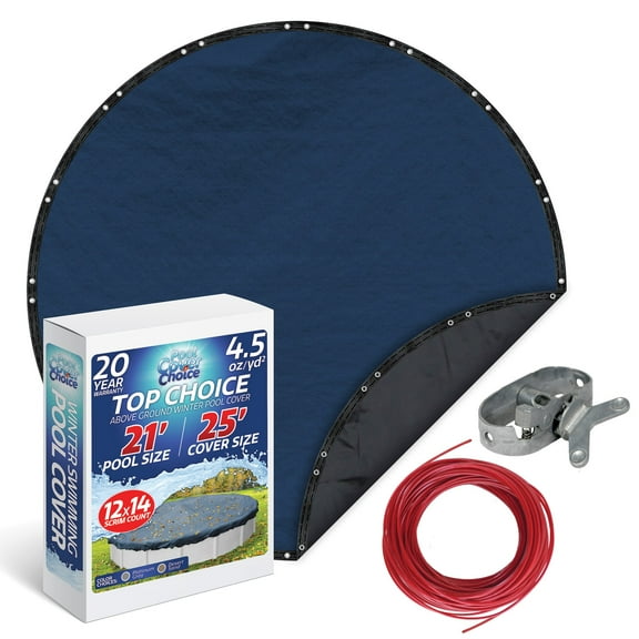 Winter Swimming Pool Cover for 21 ft Aboveground Round Pool Size, Top Choice Series, Solid Material, Color - Cobalt Blue, Pool Cover Choice 2021-4CHOICE