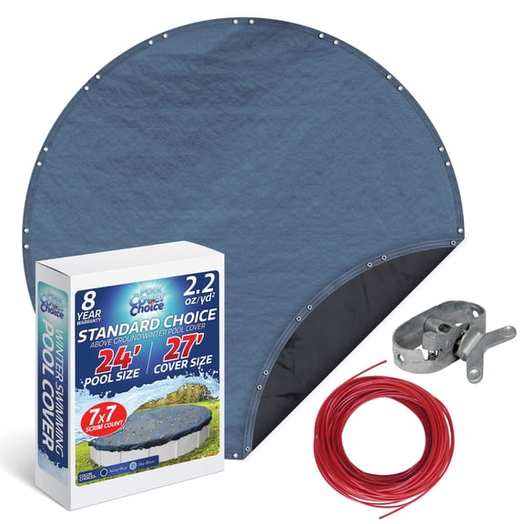 Winter Swimming Pool Cover for 24 ft Aboveground Round Pool Size, Standard Choice Series, Solid Material, Color - Sky Blue, Pool Cover Choice 4624CHOICE