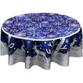 thumbnail image 1 of Winter Tablecloth Round - Blue Snowflake Round Table Cloths 60 Inch Snowy Xmas Reindeer Table Cover for Dinner Kitchen Picnic, 1 of 8