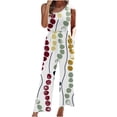 thumbnail image 1 of Winter Tank Jumpsuit for Women Smocked Wide Leg Rompers with Pockets Bohemian Ruffed O-Neck Straight Leg Capri Overalls, 1 of 5