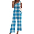 thumbnail image 1 of Winter Tank Jumpsuit for Women Smocked Wide Leg Rompers with Pockets Bohemian Ruffed O-Neck Straight Leg Capri Overalls, 1 of 6