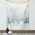 thumbnail image 1 of Winter Tapestry, Winter Scene in a Park with Trees Foggy Misty Blurry Ice Cold Freezing Weather Image, Wall Hanging for Bedroom Living Room Dorm Decor, 60W X 80L Inches, White, by Ambesonne, 1 of 5