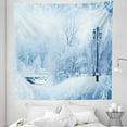 thumbnail image 1 of Winter Tapestry, Winter Trees in Wonderland Theme Christmas New Year Scenery Freezing Icy Weather, Fabric Wall Hanging Decor for Bedroom Living Room Dorm, 5 Sizes, Blue White, by Ambesonne, 1 of 1