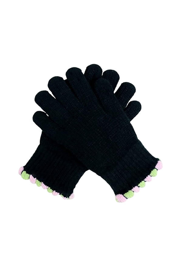 Winter Texting Gloves Women'S Colorful Sugar Bean Winter Fingerless Knitted Touchscreen Warm Split Finger Gloves, Black