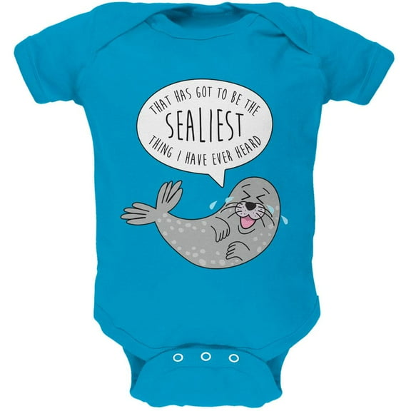 Winter That's the Sealiest Silliest Seal Pun Soft Baby One Piece Turquoise 18-24 M