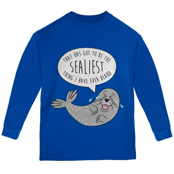Winter That's the Sealiest Silliest Seal Pun Youth Long Sleeve T Shirt Royal YXL