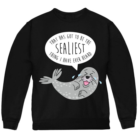 Winter That's the Sealiest Silliest Seal Pun Youth Sweatshirt Black YLG