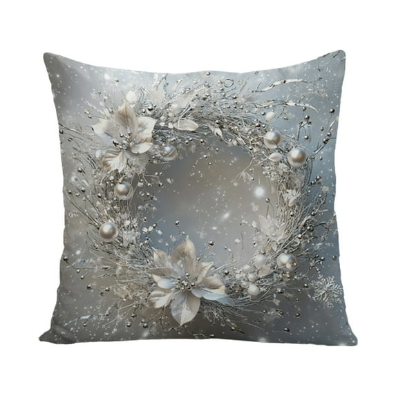 Winter Theme Christmas Pillow, 3D Visual Effect Printed Pillowcase, Light Color Holiday Home Decoration, 17.7"x17.7"