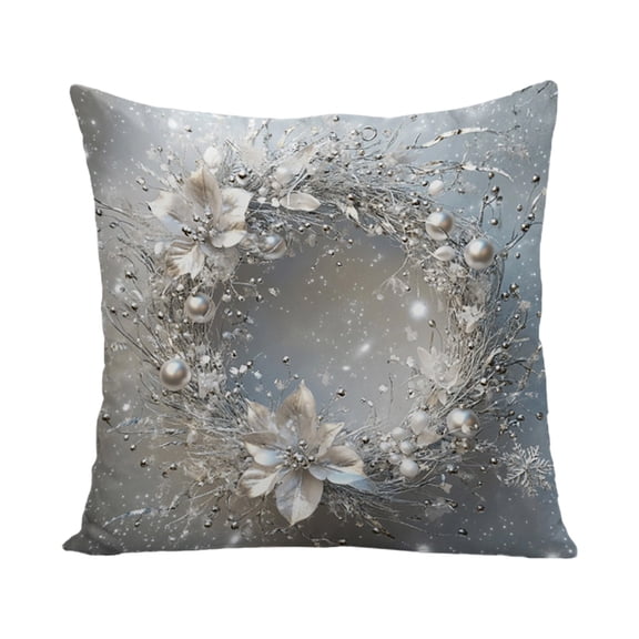Winter Theme Christmas Pillow, 3D Visual Effect Printed Pillowcase, Light Color Holiday Home Decoration, 17.7"x17.7"