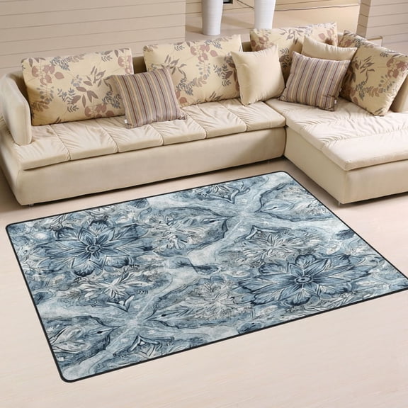 Winter Theme Flowers Soft Polyester Area Rug 31''x20'', Non Slip, Memory Foam, Water Absorbent