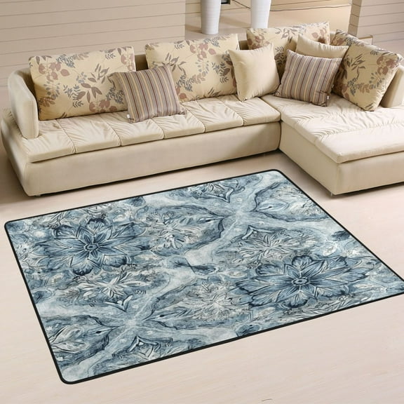 Winter Theme Flowers Soft Polyester Area Rug 36''x24'', Non Slip, Memory Foam, Water Absorbent