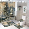 thumbnail image 1 of Winter Theme Shower Curtain Sets with Rugs 4pcs Lakeside Snow Scene Bathroom Decor Set Waterproof Shower Curtain Non-Slip Rugs Toilet Rugs Bath Mats Bathroom Curtains Shower Set 71 x 71 Inch, 1 of 5