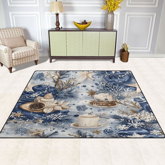 Winter Themed Cake 80''x58'' Extra Large Plush Memory Foam Rug, Soft, Absorbent, Non Slip