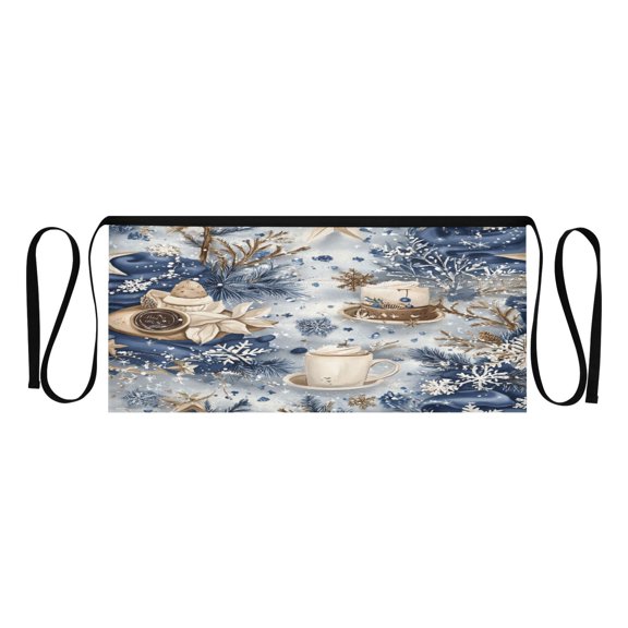 Winter Themed Cake Multi Pocket Short Apron Waterproof, Adjustable 96.5in Belt for various occasions