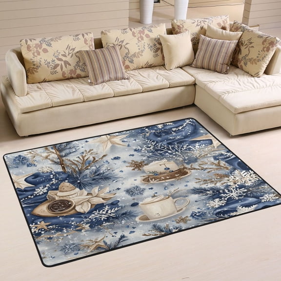 Winter Themed Cake Soft Polyester Area Rug 36''x24'', Non Slip, Memory Foam, Water Absorbent