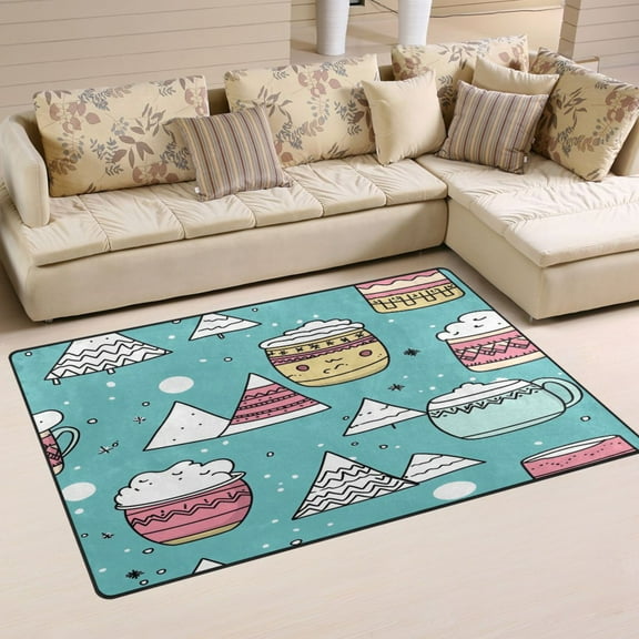 Winter Themed Design Soft Polyester Area Rug 60''x39'', Non Slip, Memory Foam, Water Absorbent