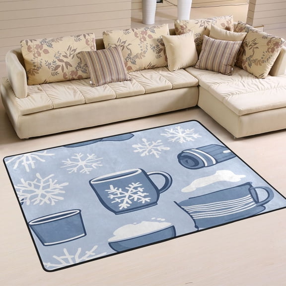Winter Themed Pattern Soft Polyester Area Rug 36''x24'', Non Slip, Memory Foam, Water Absorbent