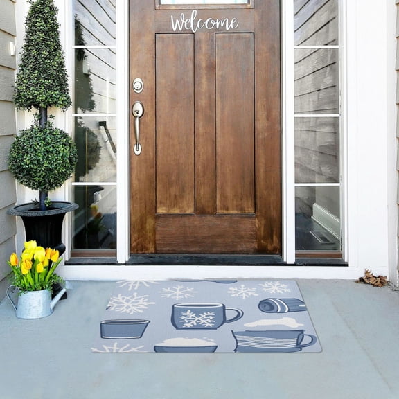 Winter Themed Pattern Versatile Absorbent Door Mat, Non-Slip, Easy to Clean 32''x20''