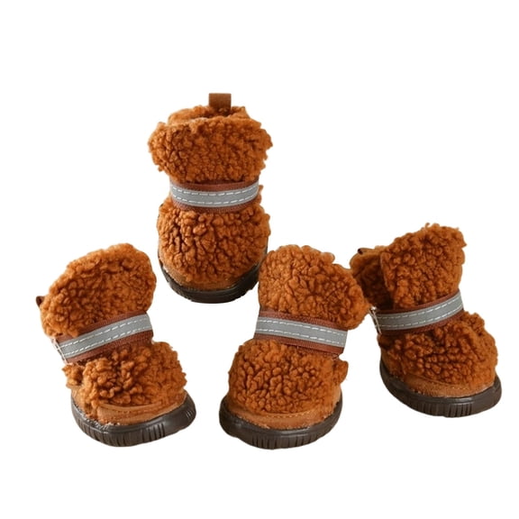 Winter Thermal Boots Protectors For Small Medium Dogs Reflective Straps Indoor Outdoor Pet Footwear With Durable Rubber Soles