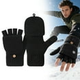 thumbnail image 1 of Winter Thermal Fingerless Gloves With Foldover Mitt Cap Convertible Touchscreen Knitted Gloves For Cold Weather Indoor And Outdoor Use, 1 of 9