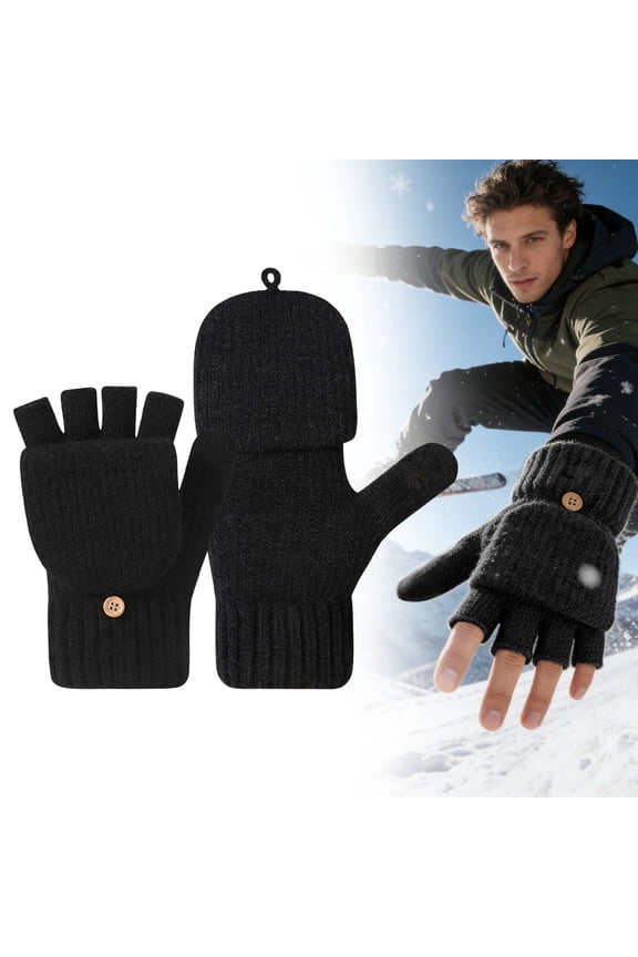 Winter Thermal Fingerless Gloves With Foldover Mitt Cap Convertible Touchscreen Knitted Gloves For Cold Weather Indoor And Outdoor Use