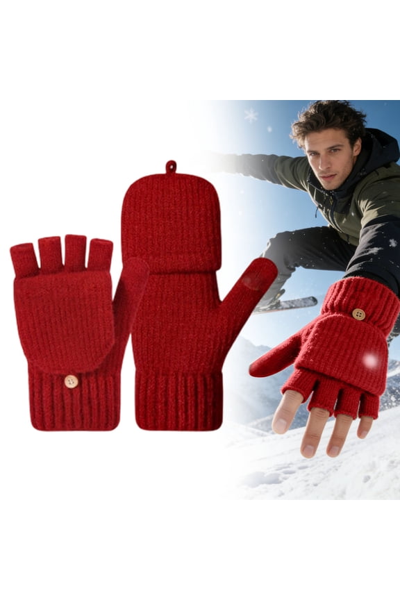 Winter Thermal Fingerless Gloves With Foldover Mitt Cap Convertible Touchscreen Knitted Gloves For Cold Weather Indoor And Outdoor Use