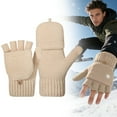 thumbnail image 1 of Winter Thermal Fingerless Gloves With Foldover Mitt Cap Convertible Touchscreen Knitted Gloves For Cold Weather Indoor And Outdoor Use, 1 of 9