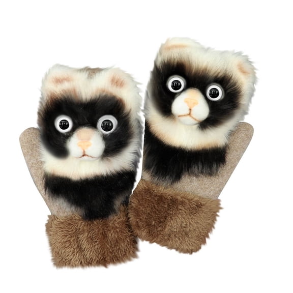 Winter Thermal Gloves For All Ages Cozy Wool Blend Handwear With Cartoon Designs Cold