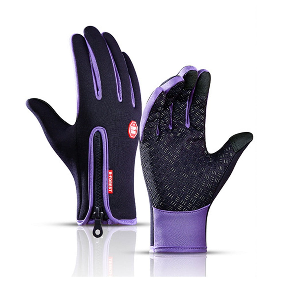 Winter Thermal Gloves Men Women Touch Screen Water Resistant Windproof Anti Slip Heated Glove Thickened Hands Warm for Hiking Driving Running Bike Cycling Purple Large Walmart