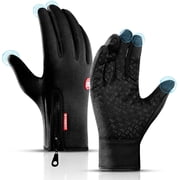 Lilvigor Winter Thermal Gloves for Men Women, Waterproof Warm Work Gloves, Touch Screen Tech Fleece Gloves for Workout Running Biking Ski Exercise Black