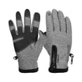 thumbnail image 1 of Winter Thermal Gloves for Men Women Windproof Thickened Outdoor Cycling Gloves Full Finger Gloves with Zipper Grip Palm Touchscreen Compatible for Running Commuting Gray XL, 1 of 3