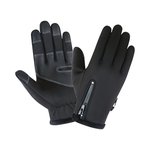 Winter Thermal Gloves for Men Women Windproof Thickened Outdoor Cycling Gloves Full Finger Gloves with Zipper Grip Palm Touchscreen Compatible for Running Commuting Dark Gray M