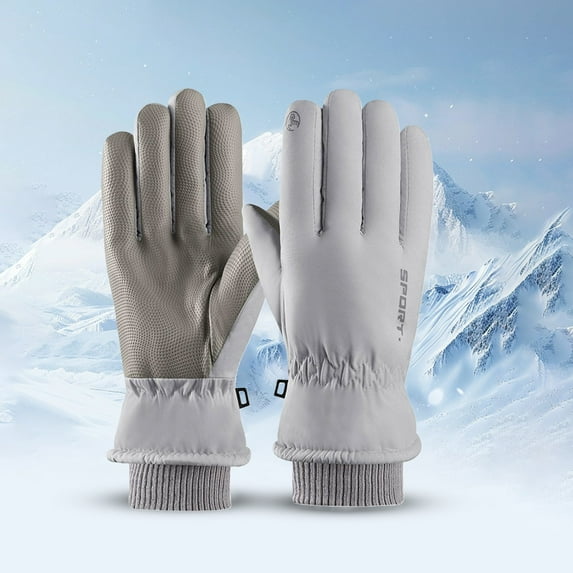 Winter Thermal Gloves for Motorcycle Cycling Skiing, Touchscreen Windproof Water Resistant Fleece Lined Gloves for Men Women Adult Outdoor Sports - Light Ashy