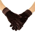 thumbnail image 1 of Winter Thermal Gloves, Women Solid Color Full Finger Stretchy Velvet Evening Party Prom Cycling Gloves, 1 of 8