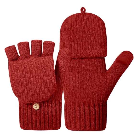 Winter Thermal Half Finger Gloves with Lining, Touchscreen Compatible Fingerless Mittens for Cold Weather, Knitted Warmth for Men and Women Outdoor Use