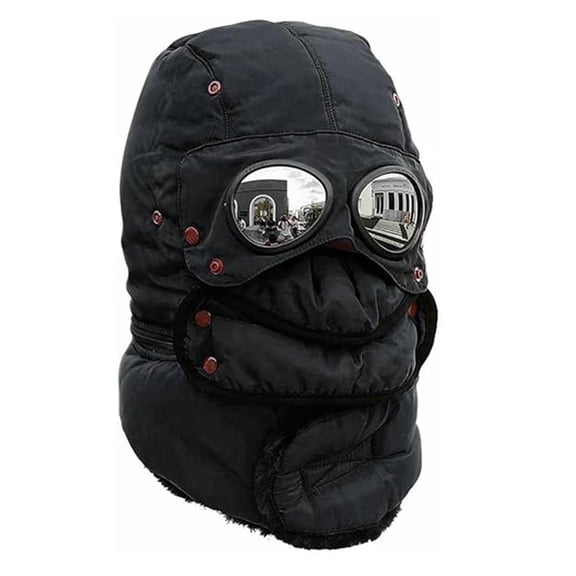 Winter Thermal Hat with Built-in Goggles, Face Mask & Glasses Compatibility Hat for Skiing, Snowboarding Outdoor Sports