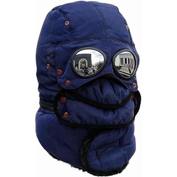 Winter Thermal Hat with Glasses Windproof Ski Mask Cap Fashion Warm Hat with Goggles for Cycling