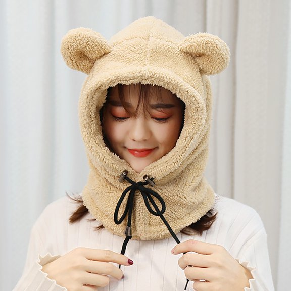 Winter Thermal Hat with Scarf and Neck Gaiter for Cold Weather Windproof Lined Face Hood