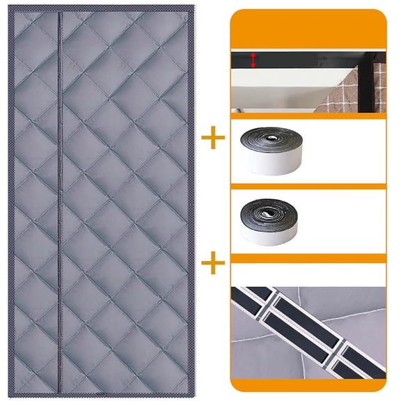 Winter Thermal Insulated Door Curtain And Windows Heavy Duty Cold Blocking Stopper Energy Thermal Insulated Curtain For Doors Saving Room Darkening Fabric,75"x32",Grey