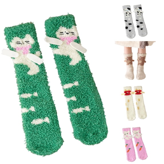 Winter Thermal Kids Socks Cozy Mid Calf Crew For Indoor Home Floor Sleep Warmth