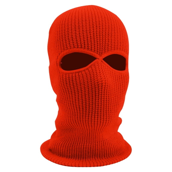 Winter Thermal Knit Balaclava Face Mask, Two Eye Cutout Thick Rib Weave Warm Stretch Windproof Full Face Protective Headwear for Ski Snowboard Running Saffron One Size