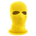 thumbnail image 1 of Winter Thermal Knit Balaclava Face Mask, Two Eye Cutout Thick Rib Weave Warm Stretch Windproof Full Face Protective Headwear for Ski Snowboard Running Yellow One Size, 1 of 3
