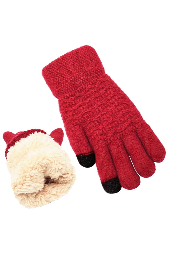 Winter Thermal Knit Gloves Women's Gloves Lined Touchscreen Windproof Warm for Cold Weather Outdoor Daily Wear Women Under 10$, Red