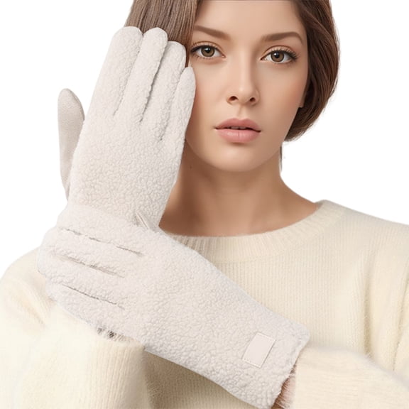 Winter Thermal Lambswool Gloves for Skiing Riding Sports Cold Weather Windproof Touchscreen Compatible Size:One Size