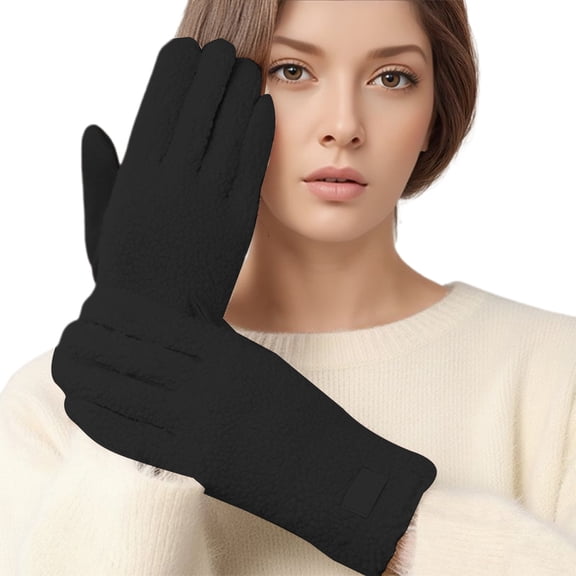 Winter Thermal Lambswool Gloves for Skiing Riding Sports Cold Weather Windproof Touchscreen Compatible Size:One Size