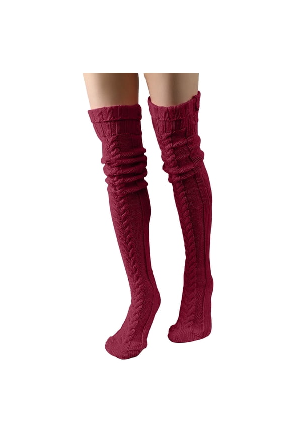 Winter Thermal Leg Warmers Cozy Knee High Socks Soft Woolen Stockings For Home And Fashion Stretchable Comfort