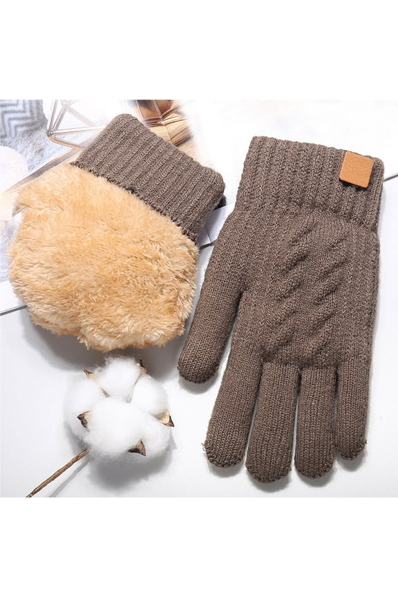 Winter Thermal Lined Double Layer Knit Touchscreen with Logo for Cold Weather Warmth Ski Mittens Men