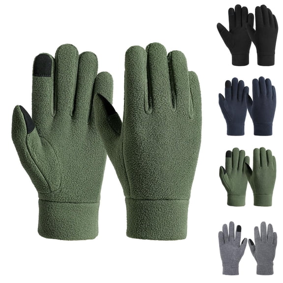 Winter Thermal Mittens Double Layer Thick Lined for Outdoor Sports Skiing, Touchscreen Compatible Inner Liner, Polar Warm Gloves for Men Women Running Driving Bike Cycling Black Blue Gray