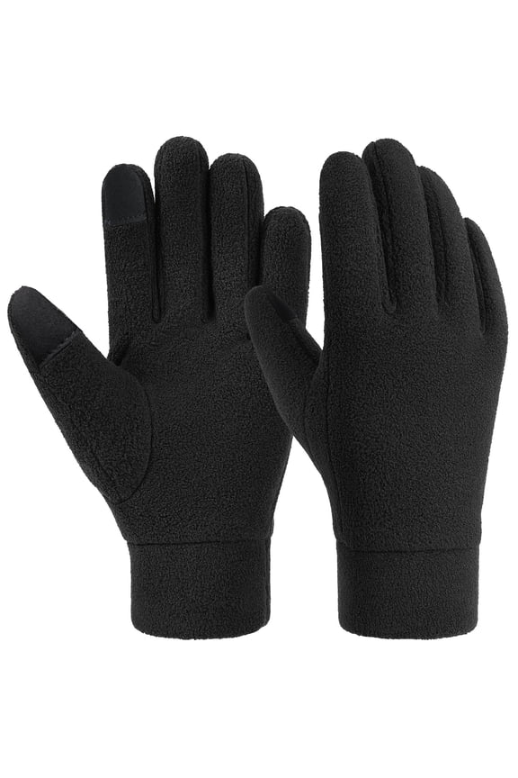 Winter Thermal Mittens Double Layer Thick Lined for Outdoor Sports Skiing Touchscreen Compatible Inner Liner, S, Black